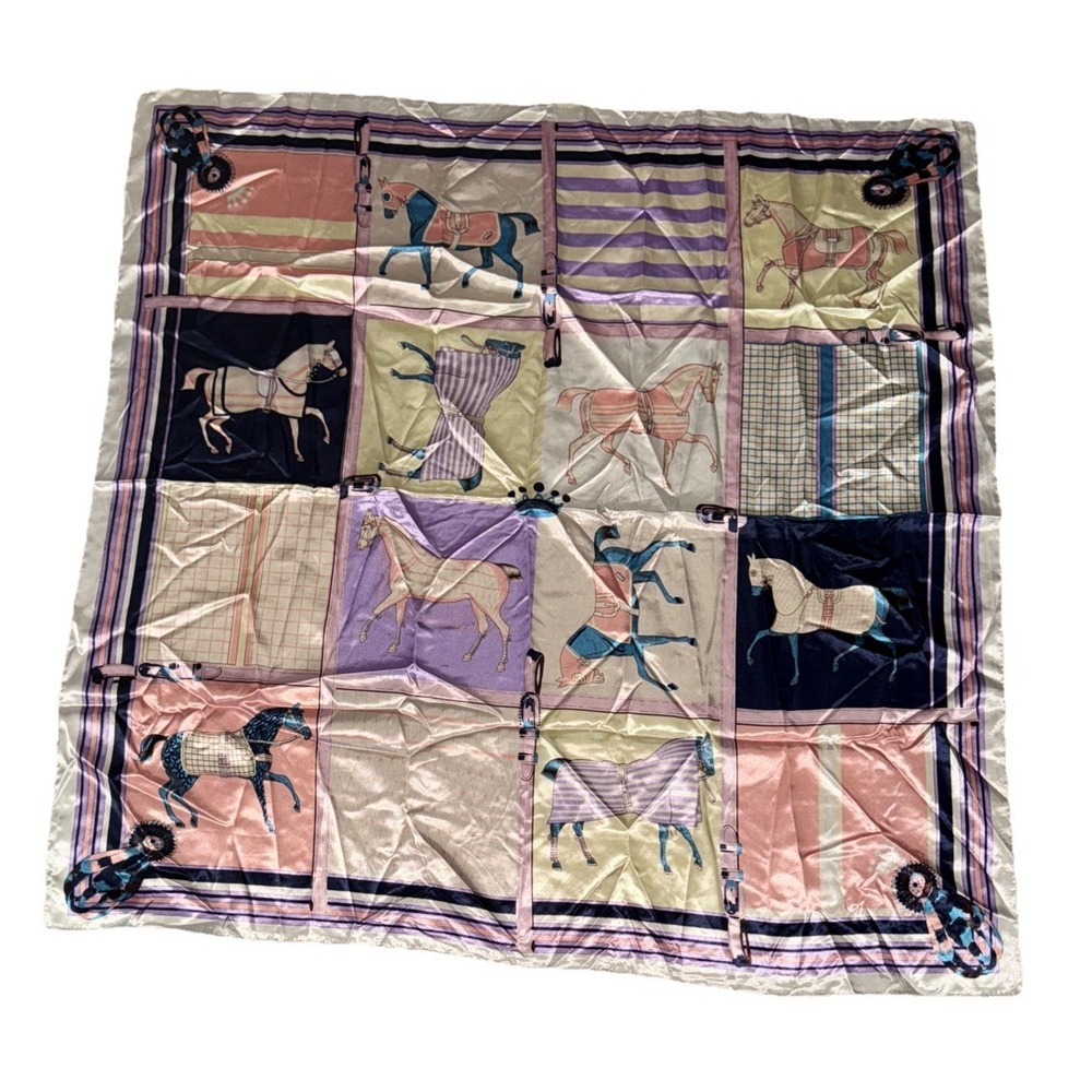 Suzhichou Scarf Horse Print Vibrant Colors Horse Racing Chic Kentucky Derby